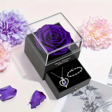 Conjunto de colar e pulseira em formato de coração, requintado e elegante, feito de cobre